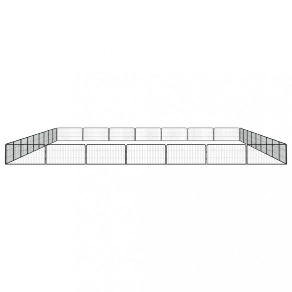 32-paneles fekete porszórt acél kutyakennel 100 x 50 cm