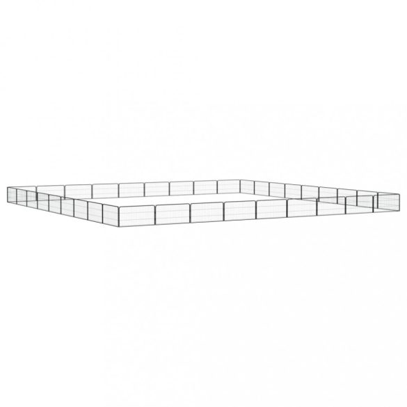 36-paneles fekete porszórt acél kutyakennel 100 x 50 cm