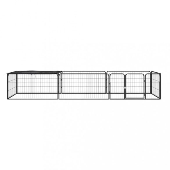 8-paneles fekete porszórt acél kutyakennel 100 x 50 cm