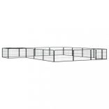 16-paneles fekete porszórt acél kutyakennel 100 x 50 cm