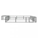 16-paneles fekete porszórt acél kutyakennel 100 x 50 cm