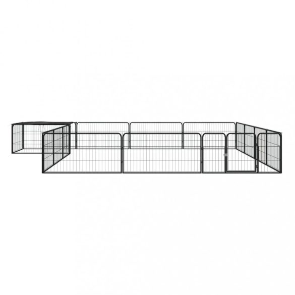 16-paneles fekete porszórt acél kutyakennel 100 x 50 cm