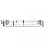 20-paneles fekete porszórt acél kutyakennel 100 x 50 cm