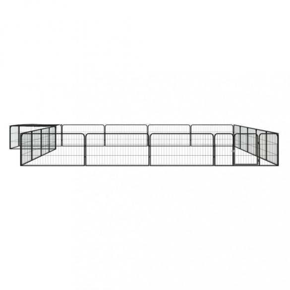 20-paneles fekete porszórt acél kutyakennel 100 x 50 cm