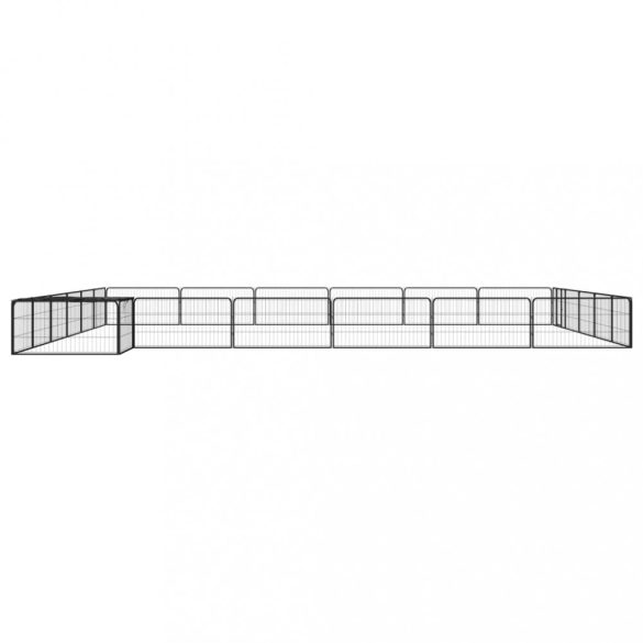 24 paneles fekete porszórt acél kutyakennel 100 x 50 cm