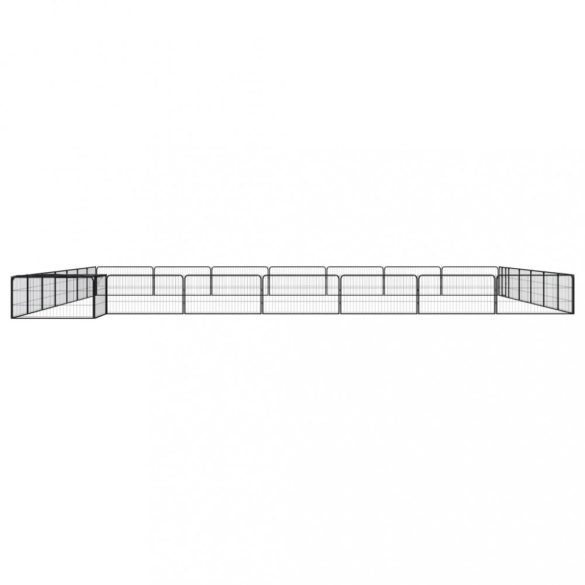 28-paneles fekete porszórt acél kutyakennel 100 x 50 cm