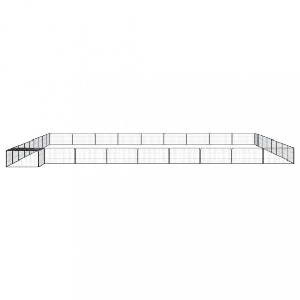 36-paneles fekete porszórt acél kutyakennel 100 x 50 cm