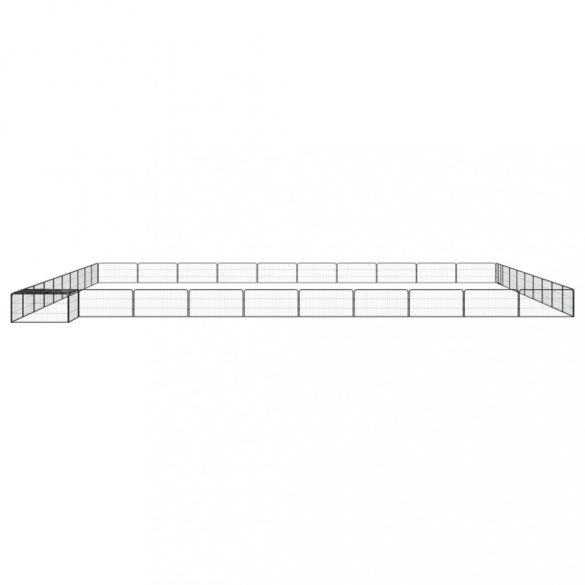 40-paneles fekete porszórt acél kutyakennel 100 x 50 cm