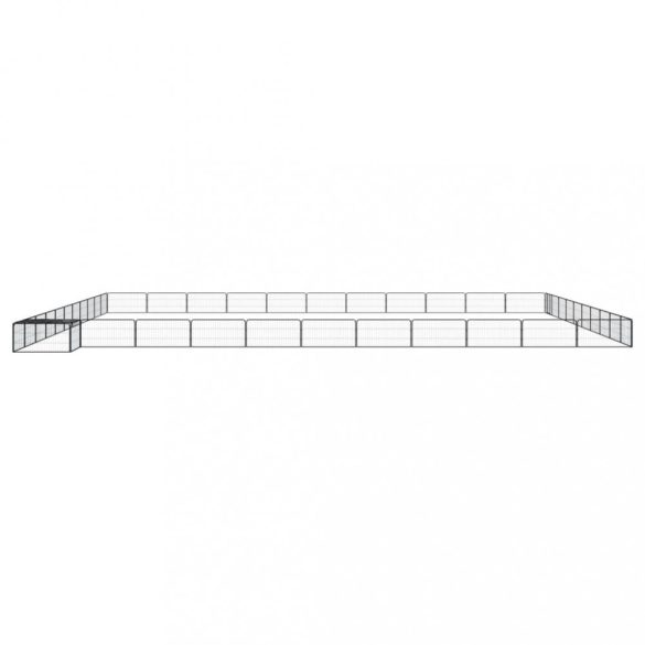 44 paneles fekete porszórt acél kutyakennel 100 x 50 cm