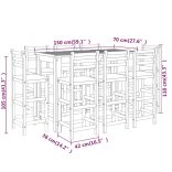 9 részes tömör akácfa kerti bárgarnitúra