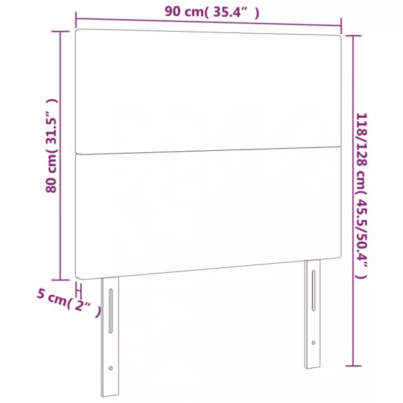sötétszürke bársony fejtámla 90x5x118/128 cm