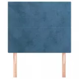 sötétkék bársony fejtámla 90x5x118/128 cm