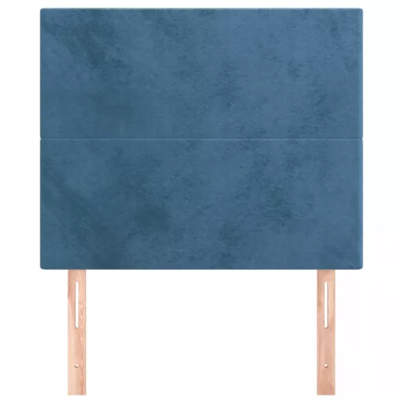 sötétkék bársony fejtámla 90x5x118/128 cm