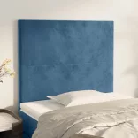 sötétkék bársony fejtámla 100x5x118/128 cm