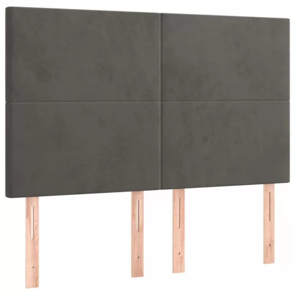 sötétszürke bársony fejtámla 144x5x118/128 cm