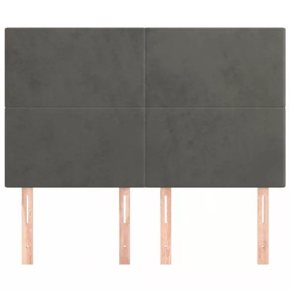 sötétszürke bársony fejtámla 144x5x118/128 cm