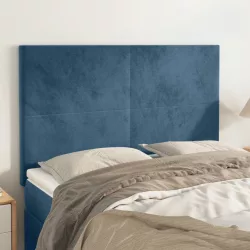 sötétkék bársony fejtámla 144x5x118/128 cm