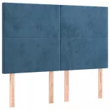 sötétkék bársony fejtámla 144x5x118/128 cm