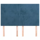 sötétkék bársony fejtámla 144x5x118/128 cm