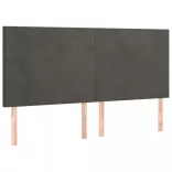 sötétszürke bársony fejtámla 160x5x118/128 cm