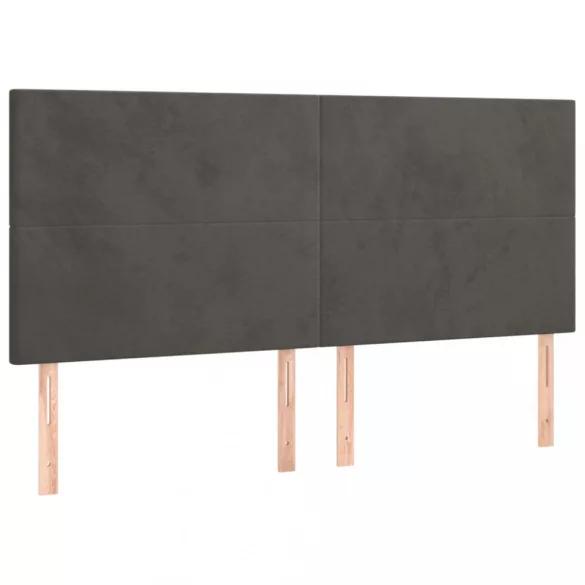 sötétszürke bársony fejtámla 160x5x118/128 cm