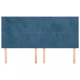 sötétkék bársony fejtámla 180x5x118/128 cm