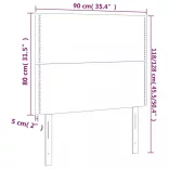 sötétszürke bársony fejtámla 90x5x118/128 cm