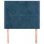 sötétkék bársony fejtámla 100x5x118/128 cm