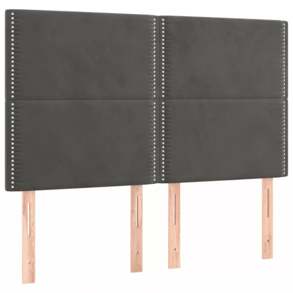 sötétszürke bársony fejtámla 144x5x118/128 cm