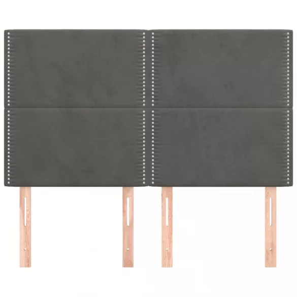 sötétszürke bársony fejtámla 144x5x118/128 cm