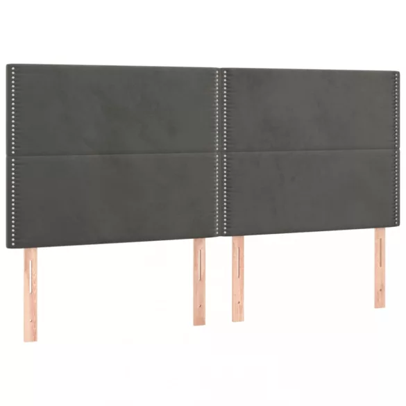 sötétszürke bársony fejtámla 160x5x118/128 cm