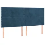 sötétkék bársony fejtámla 160x5x118/128 cm