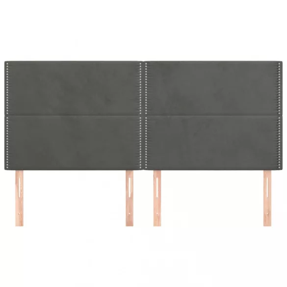 sötétszürke bársony fejtámla 180x5x118/128 cm
