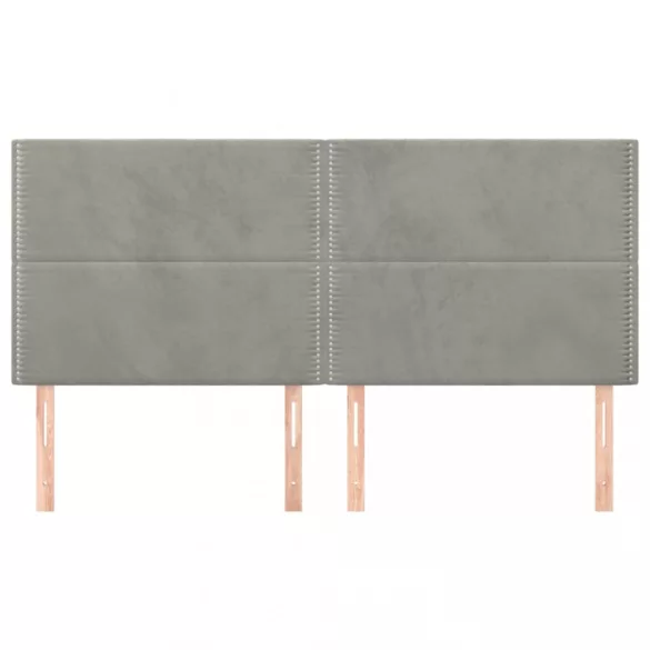 világosszürke bársony fejtámla 200 x 5 x 118/128 cm