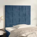 sötétkék bársony fejtámla 80x5x118/128 cm