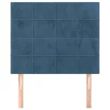 sötétkék bársony fejtámla 80x5x118/128 cm