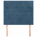 sötétkék bársony fejtámla 90x5x118/128 cm