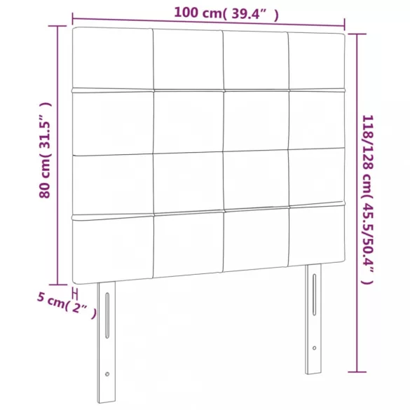 sötétkék bársony fejtámla 100x5x118/128 cm