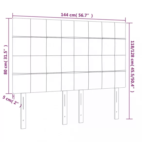 világosszürke bársony fejtámla 144x5x118/128 cm