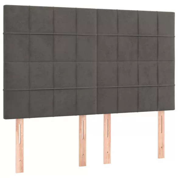 sötétszürke bársony fejtámla 144x5x118/128 cm
