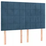 sötétkék bársony fejtámla 144x5x118/128 cm