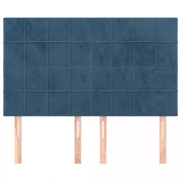 sötétkék bársony fejtámla 144x5x118/128 cm
