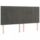sötétszürke bársony fejtámla 160x5x118/128 cm