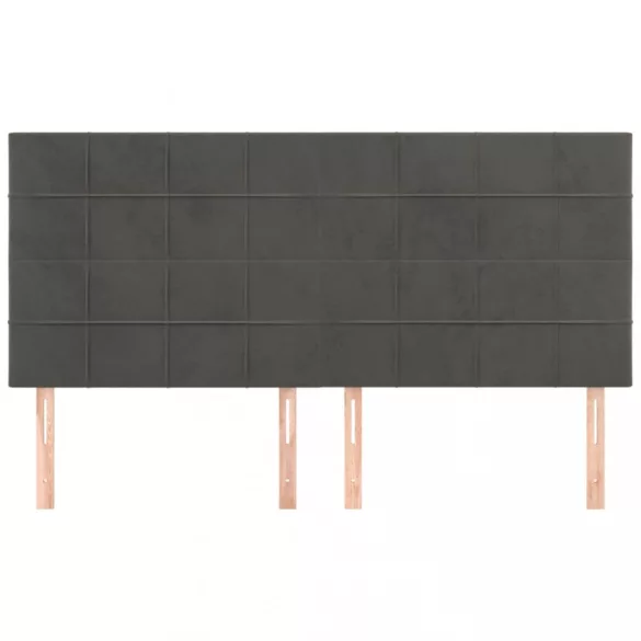 sötétszürke bársony fejtámla 160x5x118/128 cm