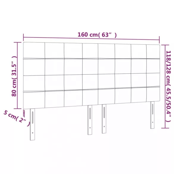 sötétszürke bársony fejtámla 160x5x118/128 cm