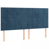 sötétkék bársony fejtámla 160x5x118/128 cm