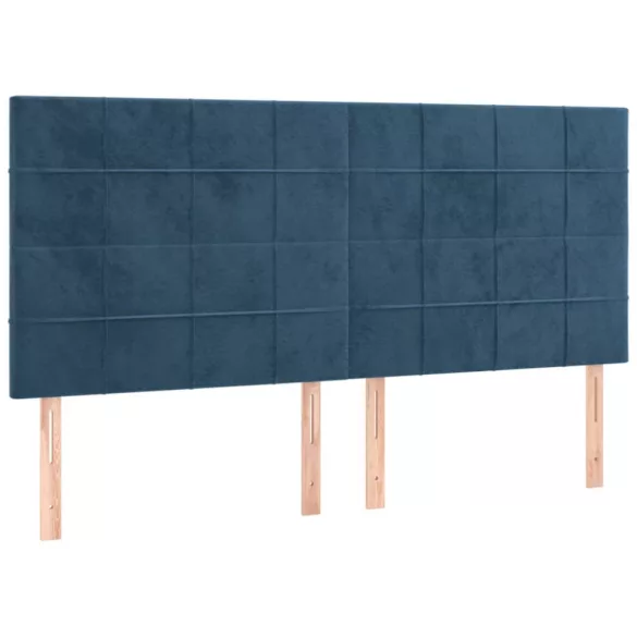 sötétkék bársony fejtámla 160x5x118/128 cm