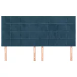 sötétkék bársony fejtámla 160x5x118/128 cm