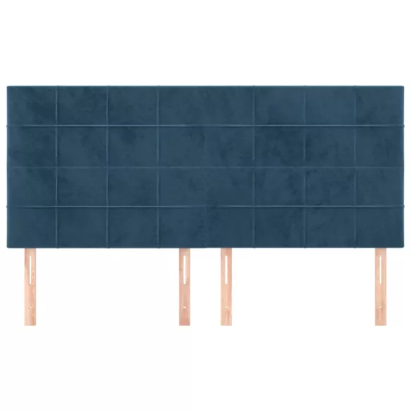 sötétkék bársony fejtámla 160x5x118/128 cm