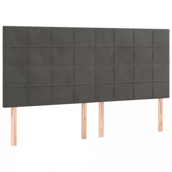sötétszürke bársony fejtámla 180x5x118/128 cm